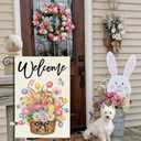Baccessor Easter Garden Flag 12x18 Inch Double Sided Burlap Outside,Easter Eggs Bunny Spring Tulip Flowers Welcome Yard Holiday Flag
