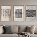 Aryroi Black and Beige Abstract Minimalist Framed Canvas Wall Art-24"x36"x3