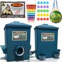 Automatic Port Chicken Feeder and Cup Waterer Set  Chicken Coop Accessories, No Waste Poultry Feeder, 3 Gallon/16 Pounds