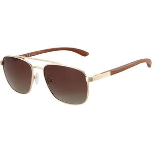 Pilot Men's Polarized Sunglasses Square Metal Frame UV400 Protection Lens Wood Temple