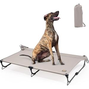 CANINE CANYON Daisy Cot, XL Foldable Elevated Dog Bed, Portable Raised Outdoor Folding Dog Cot, Cooling, Chew Proof, Waterproof, Heavy Duty Up to 160 lbs for Camping/Home, Brown, 49"x 33"x7"