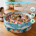 Foldable Swimming Pool for Kids 62.9"x17.7" Hard Plastic Portable Dog Pool Anti-Slip Collapsible Pets Bathtub Kiddie Pool Indoor Outdoor Backyard (Beach Party 63'')