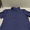 Button Down Shirts for Women Puff Short Sleeve Button Up Dress Shirts Collared Fitted Blouse Work Business Top (Medium, Navy Blue)