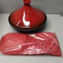 Uno Casa Tagine Pot - 3.65-Quart Moroccan Tajine with Enameled Cast Iron Base and Ceramic Cone-Shaped Lid, High-Quality Cookware- Red Double Oven Mitts Included