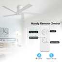 WINGBO 48 Inch Flush Mount DC Ceiling Fans without Lights, 5 Carved Solid Wood Blades, 6-Speed Reversible DC Motor, Low Profile Hugger Ceiling Fan No Lights for Indoor and Outdoor, Gloss White