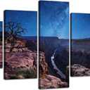 Grand Canyon National Park Wall Art Arizona Art Wall Decor Picture Canvas Print Bright Starry Sky Poster Nature Landscape Painting Frame Home Living Room Bedroom Decoration(60''Wx32''H) (60Lx 32W-11)