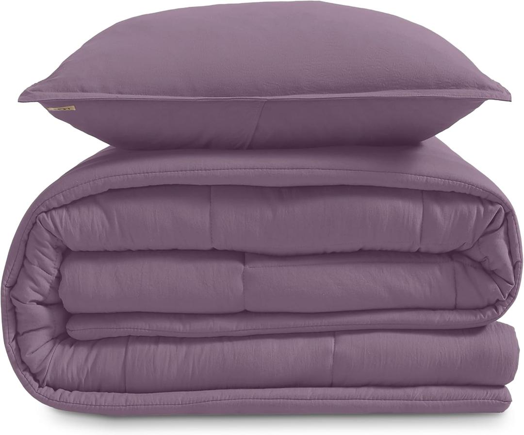 UGG Leonora Comforter Set with 1 Pillow Sham Lightweight Down Alternative Blanket Reversible All Season Washable and Hypoallergenic Bedding Set for College Dorm, Twin/Twin XL, Purple Shadow