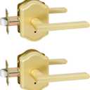 goldenwarm Gold Door Handles Interior, Classic Zinc Alloy Brushed Brass Privacy Door Handles, Brushed Gold Door Lever for Bedroom, Bathroom(2 Pack)
