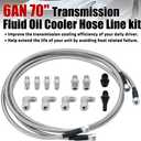 6AN 70" Transmission Fluid Oil Cooler Hose Line kit for GM Chevy Transmission 4L80E TH350 TH400 4L60E 700R4 200-4R TR6060 Ford AOD 4R100 4R70W and C5 Stainless Steel Braided PTFE Hose