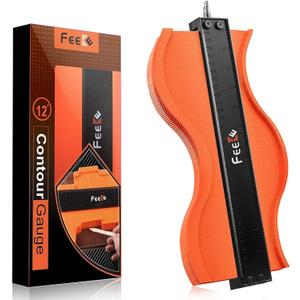 Contour Gauge (12 Inch) with Lock Profile Tool, Birthday Gifts for Men Dad Husband Him Super Contour Duplicator Men Gifts Woodworking Tools Carpenter Tools Construction Outline Angle Measuring Tool, Orange