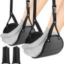 2-Pack Airplane Foot Hammock for Plane Travel  Adjustable Leg Rest Foot Hammock with Metal Buckles  Lightweight Travel Foot Rest for Airplane, Train, Bus and Car
