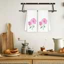 CIOJUNE Pink Hydrangea Floral Hand Towels for Bathroom Spa Gym, Rustic Kitchen Towels Hydrangea Botanical Dish Tea Towels for Kitchen Decor, 16x24 Inch Set of 2