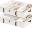 StorageWorks Shoe Organizer for Closet, Fits up to 24 Pairs, 2-Pack Ultra-thick Fabric Under Bed Shoe Storage Containers with Bottom Support and Adjustable Dividers, Beige