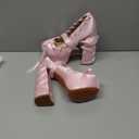 Platform Heels Chunky Bow Ribbon Pumps (7)