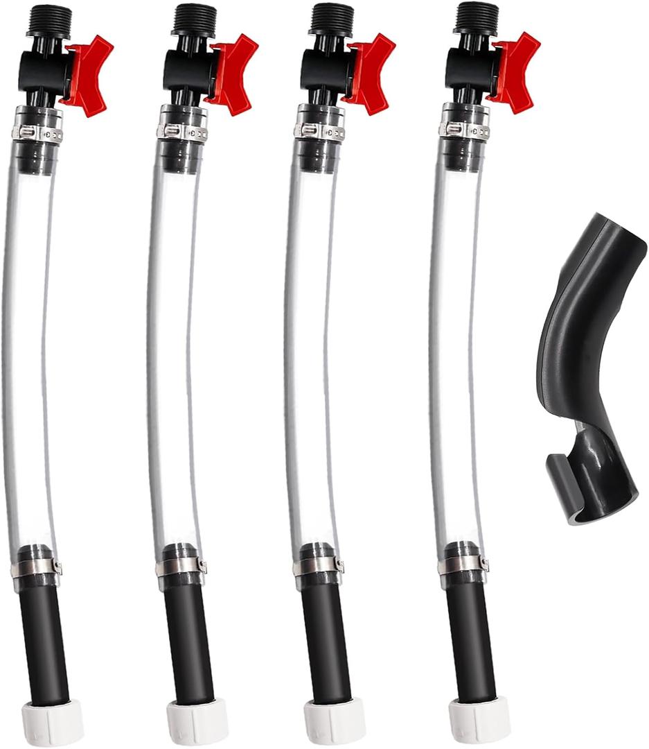 Taiss 4PCS Racing Fuel Jug Hose with Ball Valve & 2 Benders,14 Inch Fuel Filler Hose for LC2 Jugs Gas Can Spout Replacement Gas Tank Filler hose Suitable for 5.5 Gallon Vp Jugs