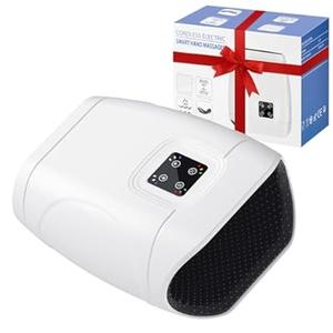 JQX Cordless Heated Hand Massager for Arthritis & Carpal Tunnel Relief - 3-Level Compression Therapy with Air Pressure & Vibration, Rechargeable Gifts for Women/Men (White)