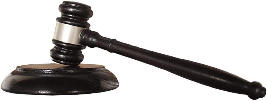 Wood Gavel and Sound Block Set, Tiberham Handcrafted Wooden Gavel with Round Block for Judge Lawyer Student Auction Sale - Dark