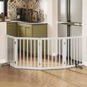 Wooden Dog Gate Freestanding Foldable Pet Gate 4 Panel Fully Assembled Dog Gates for Doorways House Stairs