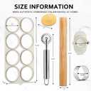 Ravioli Maker Press, Ravioli Press Mold Set - Round Ravioli Stamp Maker Cutter with Wood Rolling Pin, 2.6" Empanada Maker Press Kit and Ravioli Wheel, Makes 8 Ravioli