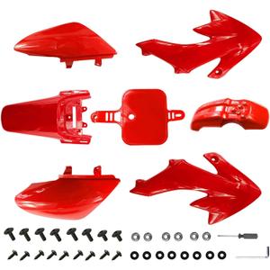 PRO BAT 7 PCs CRF50 Plastic Fender Kit XR50 Fairing Fender Kit Motorcycle Complete Fender Fairing Body Work Kit Fit for 107cc 110cc 125cc Pit Dirt Bike CRF 50 XR 50 SDG SSR Red