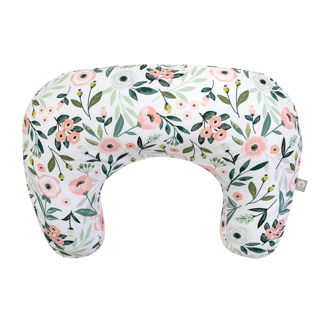 Boppy Nursing Pillow, Pink Garden Flowers, Larger, More Supportive for Breastfeeding and Bottle Feeding, Firmer Fill, Higher Lift, Larger Area Than Original Nursing Pillow (Pink Garden Flowers)