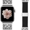 TOYOUTHS Braided Magnetic Band Compatible with Apple Watch Bands 38/40/41/42/44/45/46/49mm Women Men, Dressy Celtic Metal Stretchy Elastic Strap for iWatch Series 11 10 9 8 7 6 5 4 SE/Ultra 3 2 1