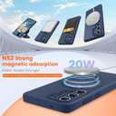 Liquid Silicone Case for Samsung Galaxy S25 Ultra with Magnetic Stand, Mil-Grade Drop Shockproof, Full Camera Protection Anti-Scratch Microfiber Lining Silicone Phone case, Dark Blue