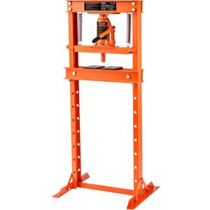 VEVOR Hydraulic Shop Press, 12 Ton/26000lbs, H-Frame, 4-Hold Adjustable Height, with Movable Plates, for Garage or Professional Users, Orange