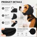 Upgraded Dog Ear Muffs with Soundproof Foam, Noise Protection, No Shake Ear Wrap, Calming Hoodie for Fireworks Grooming Bath, Black, M
