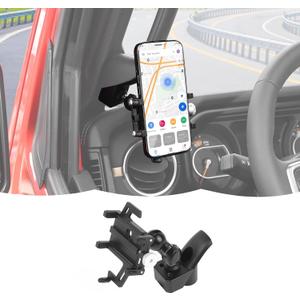 RT-TCZ A-Pillar Phone Holder Bracket Mount Grab Handle Adjustable Anti-Shake Stabilizer Cell Phone Holder Accessories Compatible with Jeep Wrangler JL JLU & Gladiator JT 2024