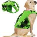 ASENKU Dog Life Jacket - Pet Safety Vest for Swimming & Boating, Shark Life Jacket with Floatation, Dog Lifesavers Swimsuits for Small Medium Large Dogs (Green, 2XL)