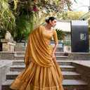 LooknBook Art Women's Chanderi With Shibori Print And Zari Weaving Work Lehenga choli Set (Gold), One Size