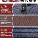 DAKKIONY Striped Runner Rug, Non-Slip Rubber Backing, Gray, 3 x 10 Ft