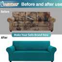 Asnomy Couch Covers for 3 Cushion Couch Stretch Sofa Covers Slipcovers, Pet Protector Furniture Covers for Dogs Cats Spandex Jacquard Fabric Small Checks LargePeacock Blue