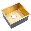 ASKLFNEI Gold Square Kitchen Sink,Stainless Steel Small Sink,Single Bowl Bar Workstation Sink,Handmade Thickened Sink,Suitable for Kitchen,RV Use