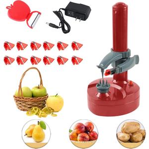 Electric Potato Peeler - Kitchen Automatic Rotating Peeling Tool for Fruit & Vegetable (Red)