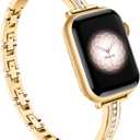 Missair Bands Compatible with Apple Watch Band 38mm 40mm 41mm 42mm 44mm 45mm 46mm 49mm for Women, Slim Metal Dressy Jewelry Bracelet with Bling Diamond for iWatch Series 11 10 9 8 7 6 5 4 3 SE Ultra (Gold)