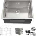 22 Inch Undermount Kitchen Sink 16 Gauge Stainless Steel Single Bowl Utility Laundry Sink Outdoor Kitchen Sinks RV Bar Sink with Accessories 22"x18"x9"