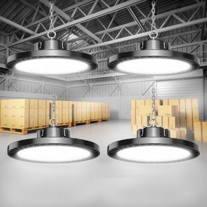UFO LED High Bay Lights 300W 4Pack 45000lm Super Bright 6000K High Bay Led Shop Light(1200W MH/HPS Eqv.) with Plug 5' Cable and Hook Ring Led Shop Lighting for Garage Gym Warehouse Workshop