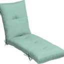 Arden Outdoor Plush Modern Tufted Chaise Cushion, 76 x 22, Rain-Proof, Fade Resistant, Tufted Cushion for Chaise Lounger Aqua Leala