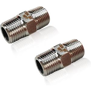 2PCS Hex Stainless Steel Nipple 3/8"NPT Male X 3/8" NPT Male Pipe Fitting 3/8 inch Stainless Steel Pipe Nipples Male Pipe Adapter Fittings Heavy Equal Nipples Connectors