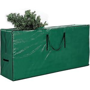 Christmas Tree Storage Bag - Fits Up to 9 Ft Artificial Xmas Disassembled Tree Extra Large Waterproof Bag Container With Durable Zipper and Handles, Protect against Dust, Moisture, Green