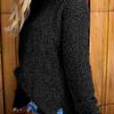 Imily Bela Womens Fuzzy Knitted Sweater Sherpa Fleece Side Slit Full Sleeve Jumper Outwears, M