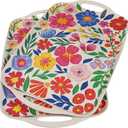 TP Large Melamine Serving Trays with Handles, 19" x 12", Set of 2, Floral