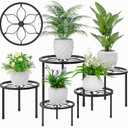 VECELO Metal Plant Stands Set of 5, Multiple Heavy Duty Flower Pot Stand, Round Plant Holder, Black