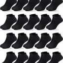 Duufin 20 Pairs Toddler Kids Ankle Socks Boys Girls Low Cut Athletic Sock (6-8 Years, Black)