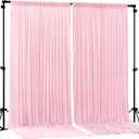 Pink Backdrop Curtains-Wrinkle-Free Polyester Photography Drapes Party Curtain Background for Baby Shower Wedding Decorations- 8 X10FT (Pink) (W4' X H10'(2 Panels))