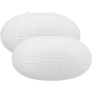 White Oblate Paper Lantern, 16.54in(420mm) Hanging Paper Lanterns Lamp, Chinese Paper Pendant Lamp shade, for Party Decoration, Home Decor Ceiling Lampshade(2 PCS)
