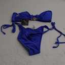 Zaful Ring Bandeau Bikini Set Tie Side Bathing Suit High Cut 2 Piece Swimsuit Cutout Swimwear M Silky Royal Blue