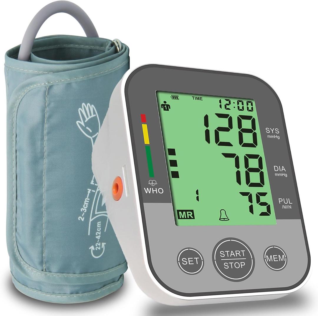 Panacare Blood Pressure Machine, Automatic Upper Arm Blood Pressure Monitor for Home use, 2x99 Readout and BP Cuff, 4.2" 3-Color Backlit Large Screen, Adjustable Large Cuff (8 to 16 inches), Gray